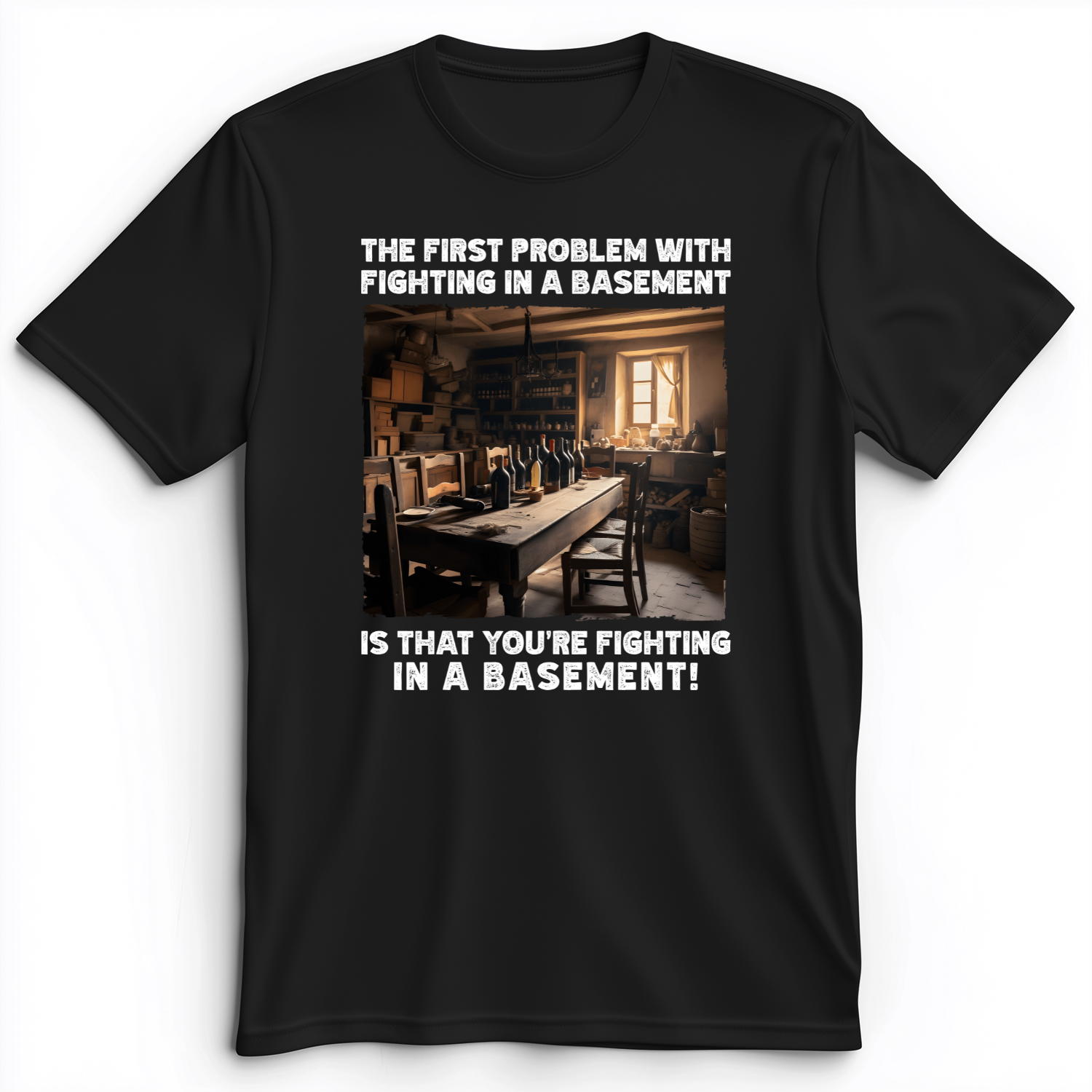 Fighting in a Basement Premium Tee Black / S