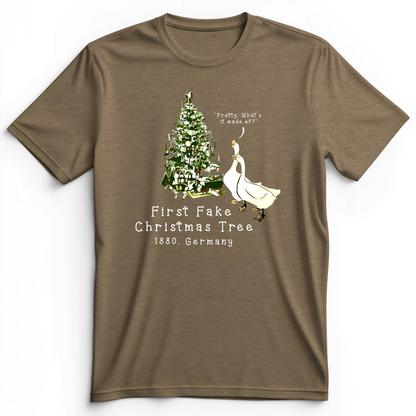 First Fake Christmas Tree Premium Tee Heather Olive / S