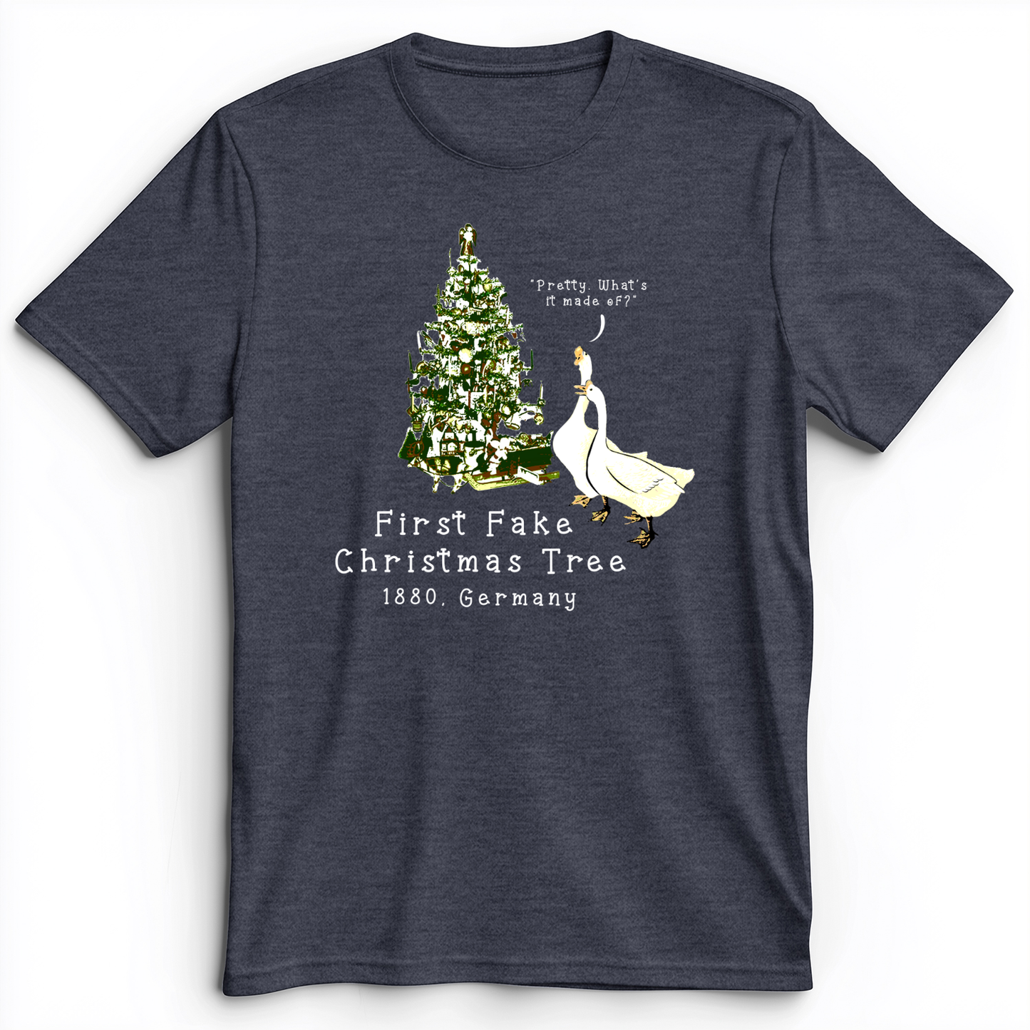 First Fake Christmas Tree Premium Tee Heather Navy / S