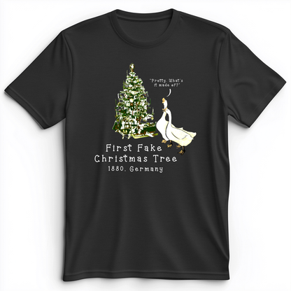 First Fake Christmas Tree Premium Tee Dark Grey Heather / S