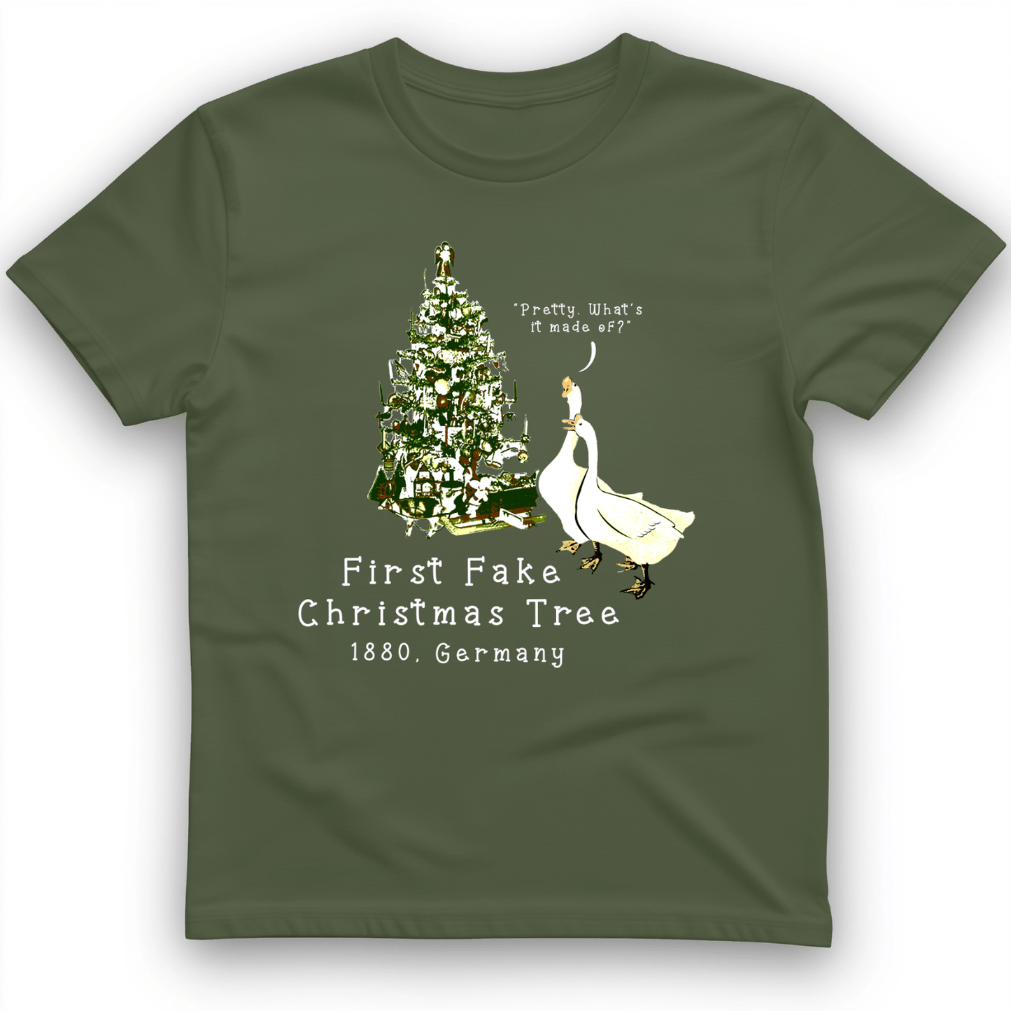 First Fake Christmas Tree T-Shirt Military Green / S