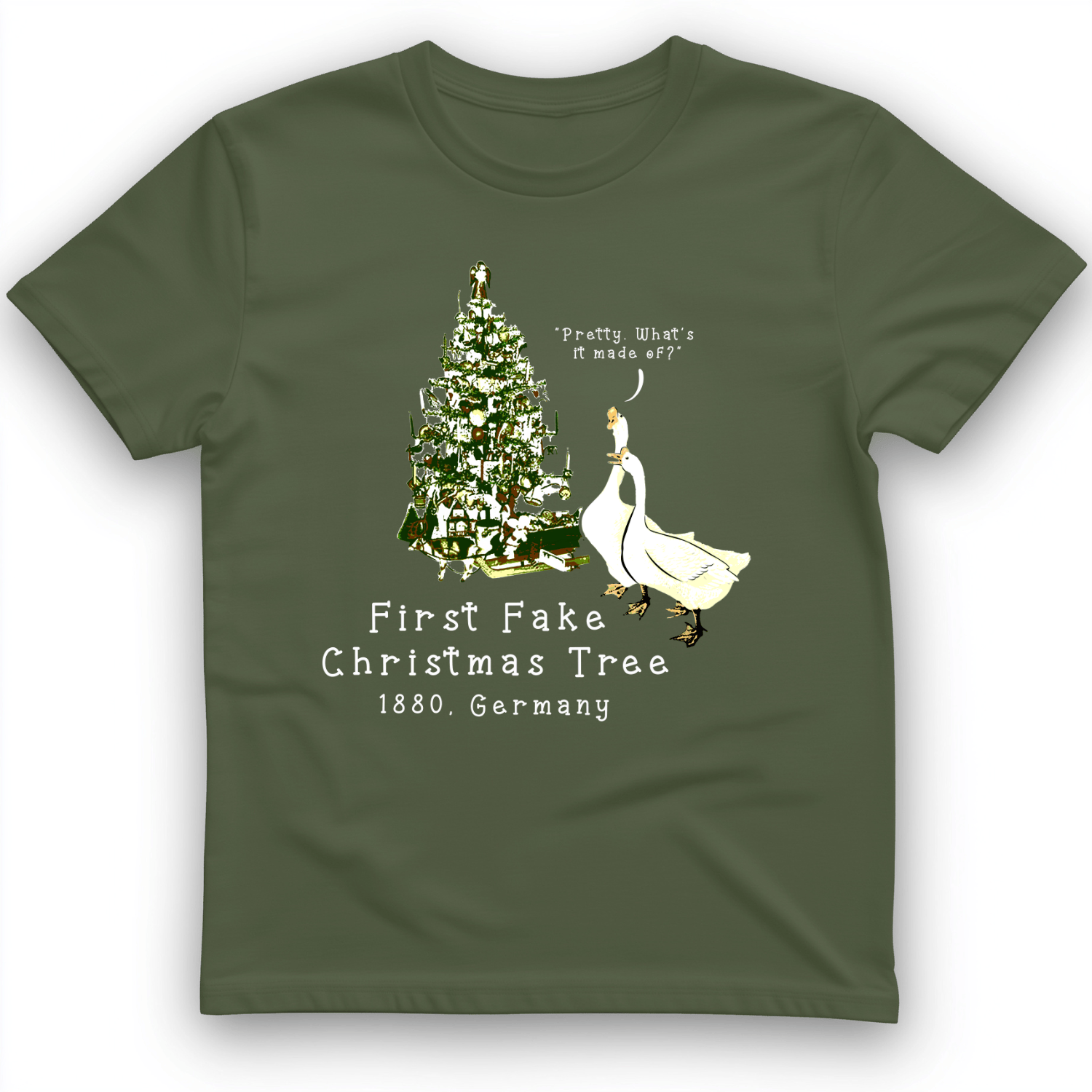 First Fake Christmas Tree T-Shirt Military Green / S