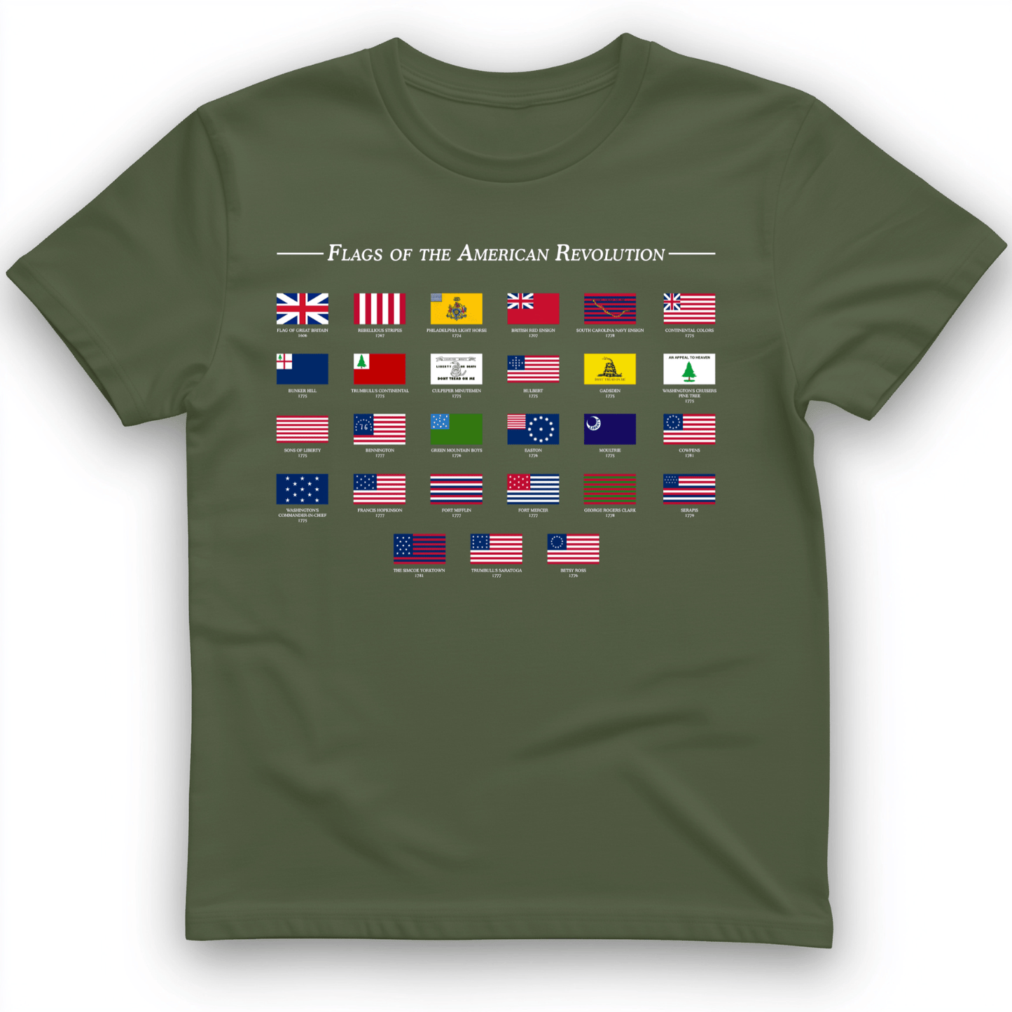 Flags Of The Revolution T-Shirt Military Green / S