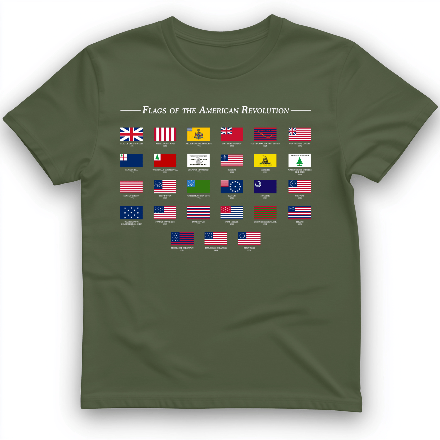 Flags Of The Revolution T-Shirt Military Green / S