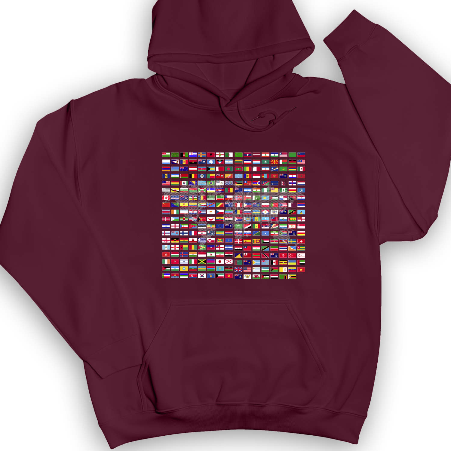 Flags of the World Hoodie Maroon / S