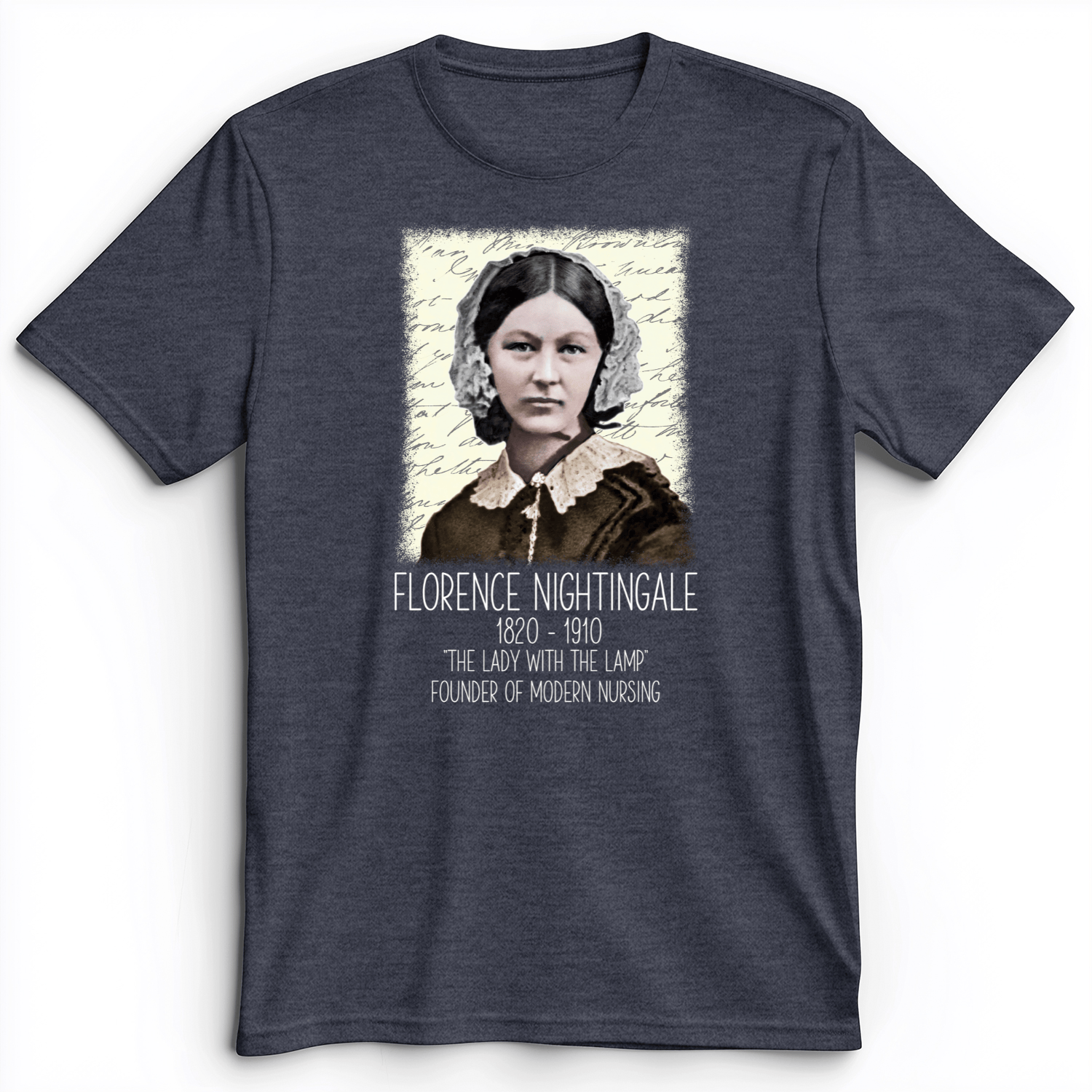 Florence Nightingale Premium Tee Heather Navy / S