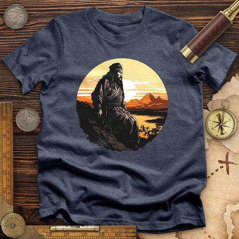 Genghis Khan Sunset High Quality Tee Heather Navy / S