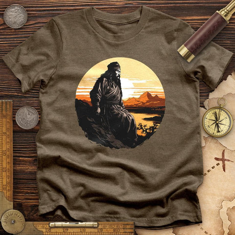 Genghis Khan Sunset High Quality Tee Heather Olive / S