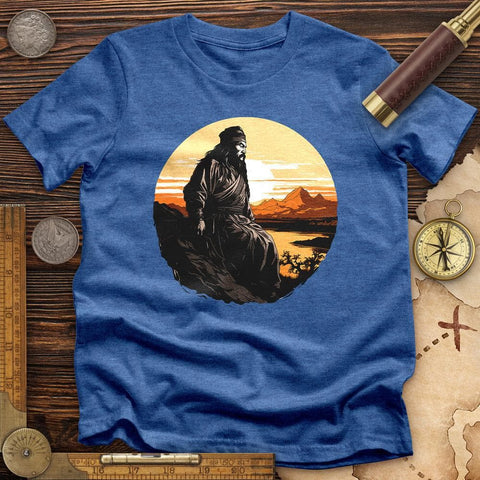 Genghis Khan Sunset High Quality Tee Heather True Royal / S