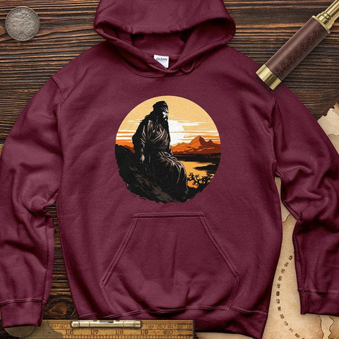 Genghis Khan Sunset Hoodie Maroon / S