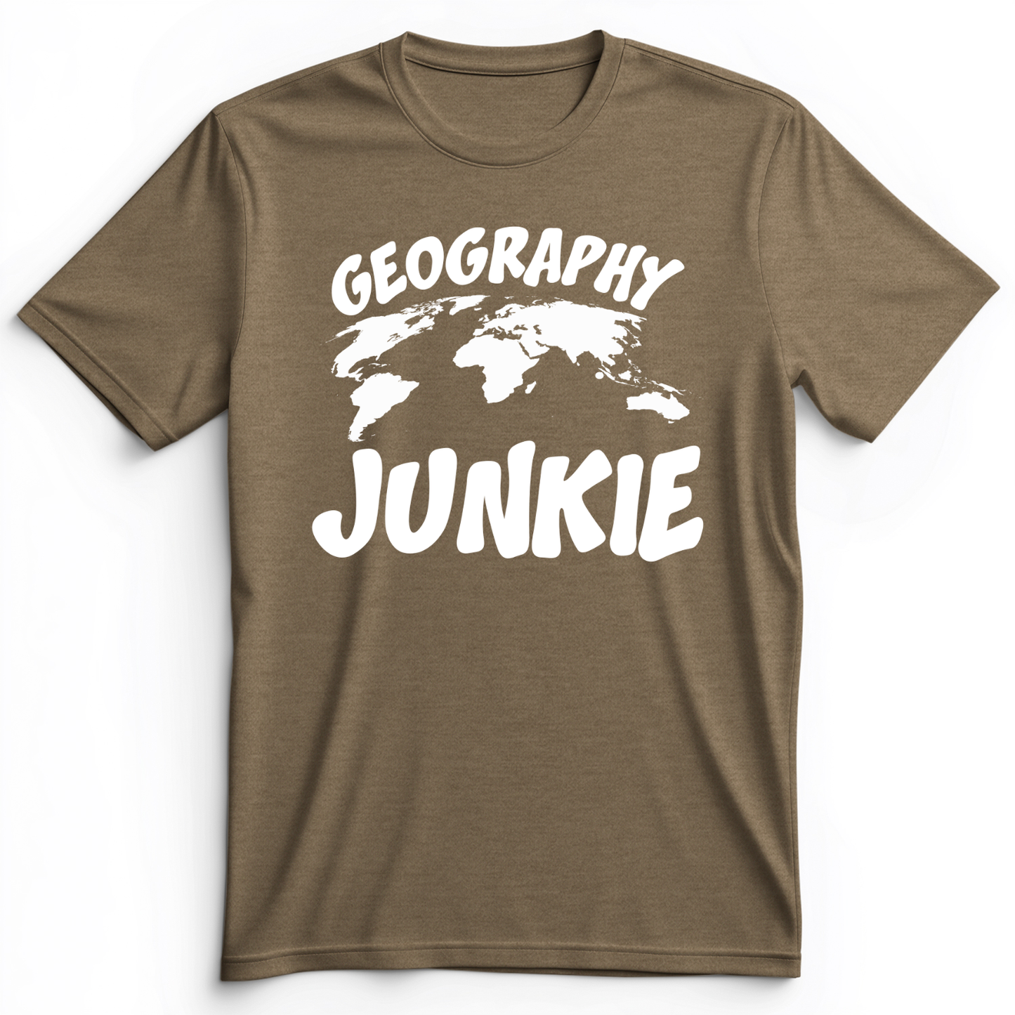 Geography Junkie Premium Tee Heather Olive / S