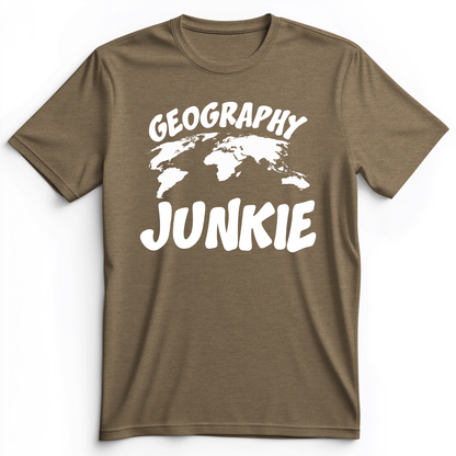 Geography Junkie Premium Tee Heather Olive / S