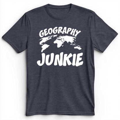 Geography Junkie Premium Tee Heather Navy / S