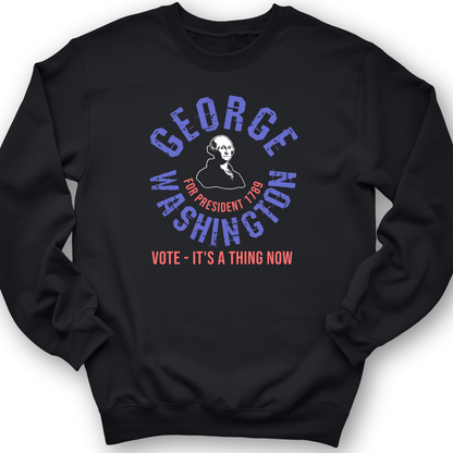 George Washington For President Crewneck Black / S