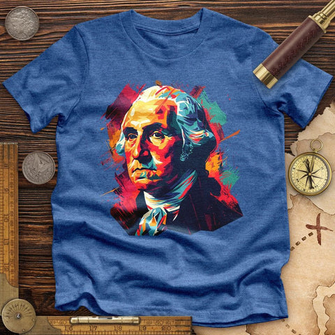 George Washington Vibrant High Quality Tee Heather True Royal / S