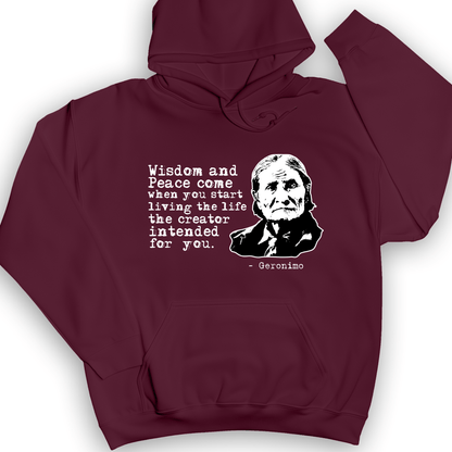 Geronimo Wisdom And Peace Hoodie Maroon / S