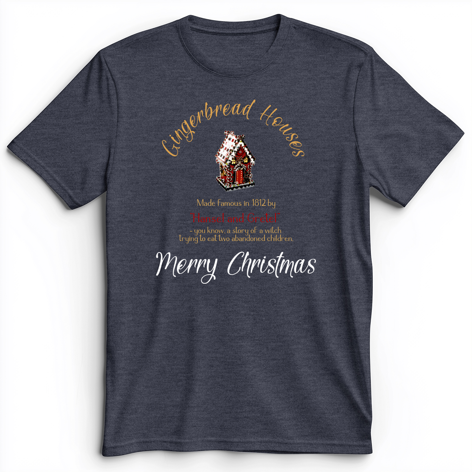 Gingerbread House Premium Tee Heather Navy / S