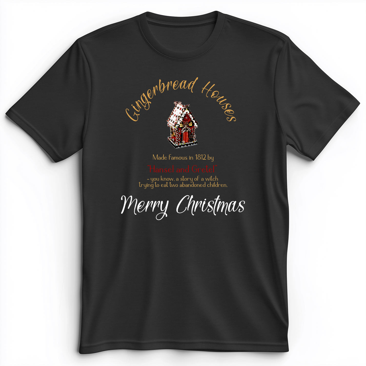 Gingerbread House Premium Tee Dark Grey Heather / S