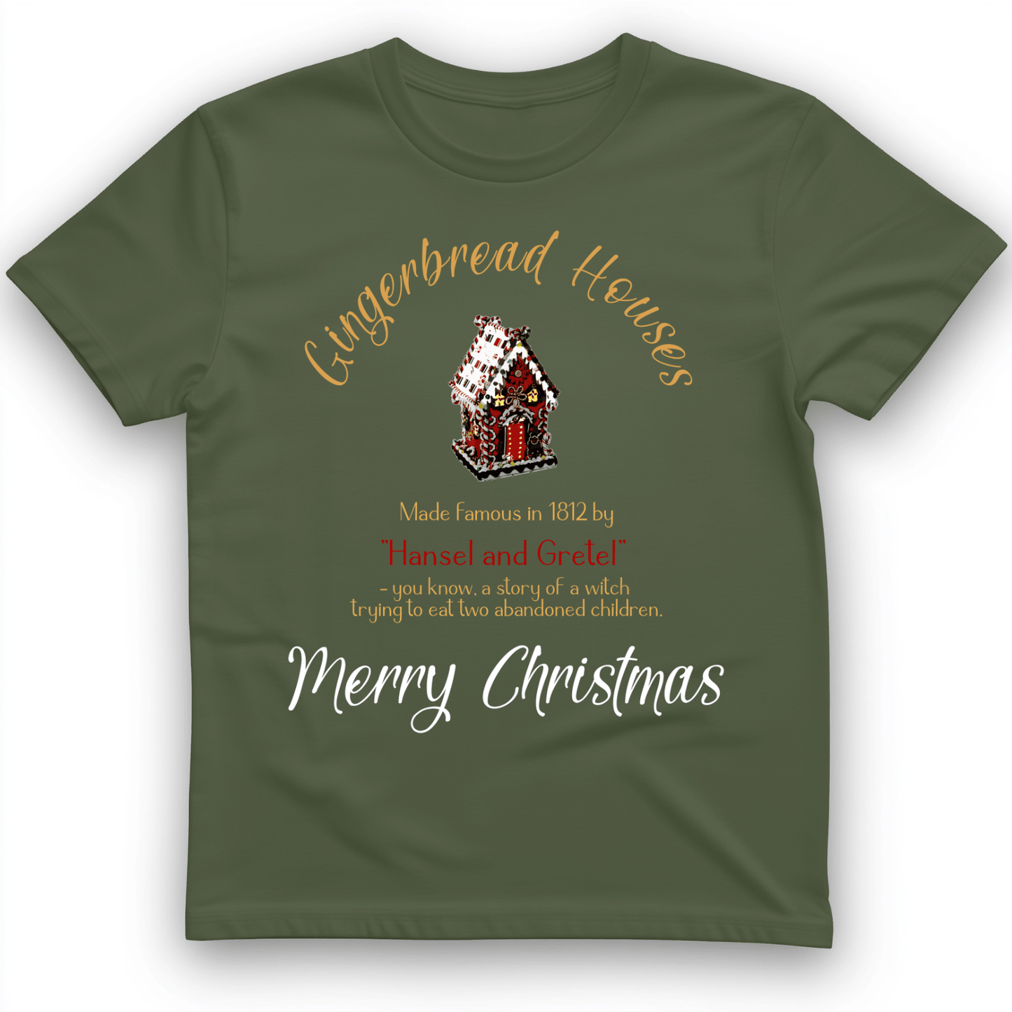 Gingerbread House T-Shirt Military Green / S