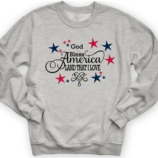 God Bless America Crewneck Sport Grey / S
