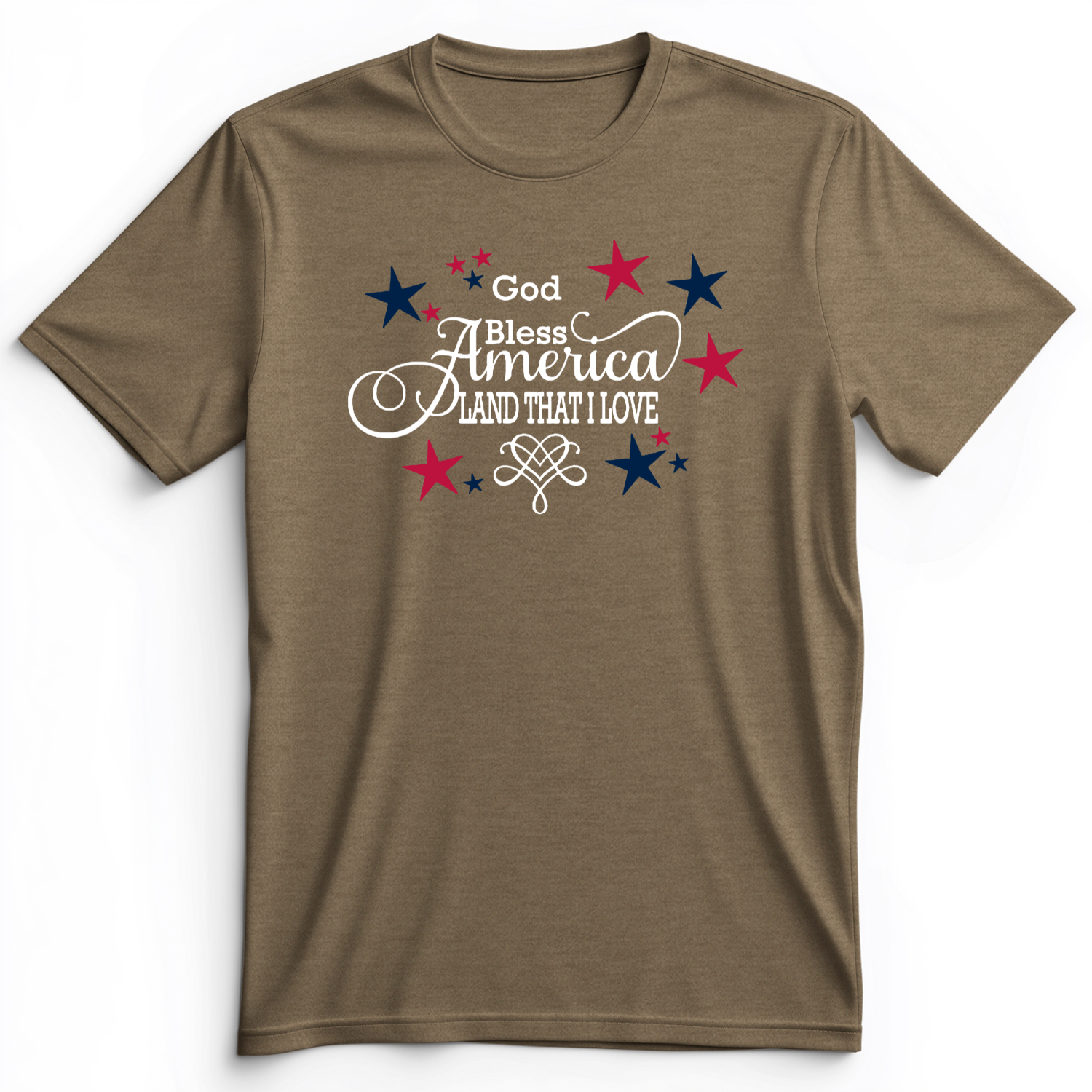 God Bless America Premium Tee Heather Olive / S
