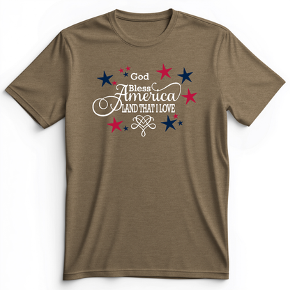 God Bless America Premium Tee Heather Olive / S