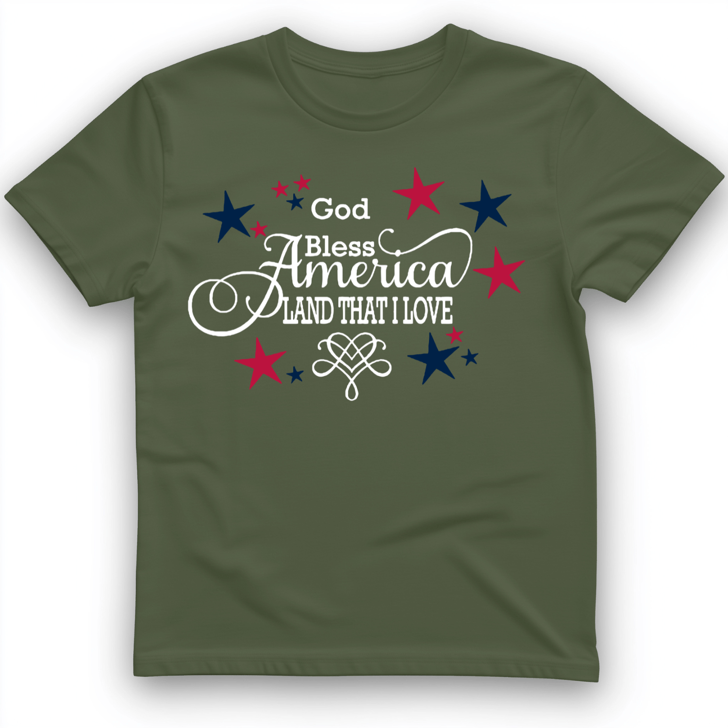 God Bless America T-Shirt Military Green / S