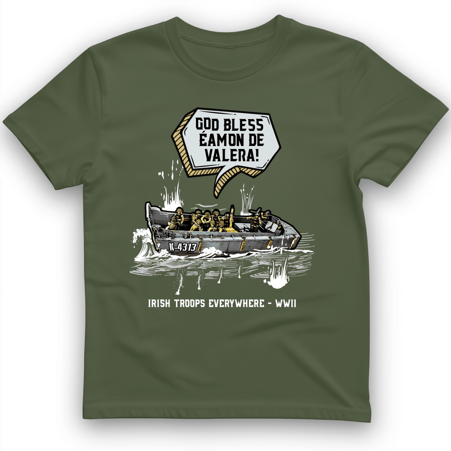 God Bless Eamon De Valera T-Shirt Military Green / S