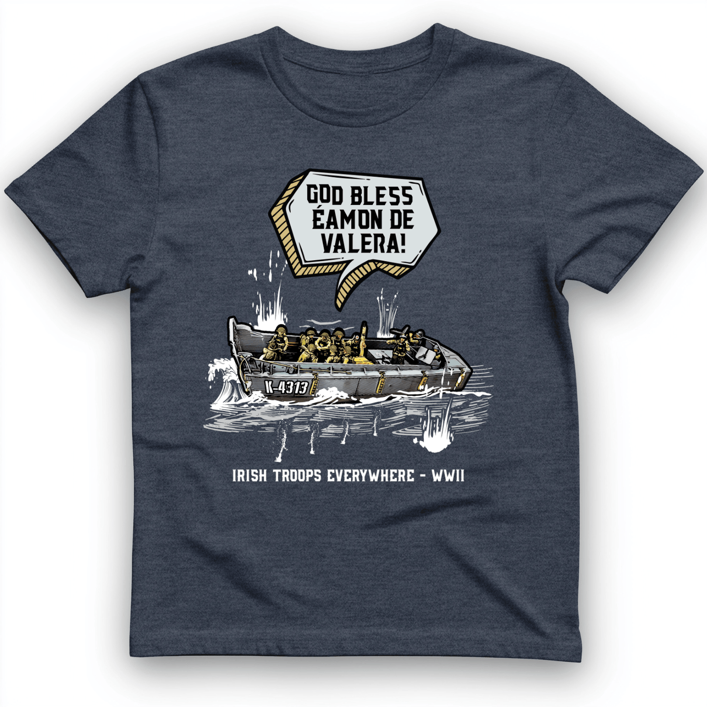 God Bless Eamon De Valera T-Shirt Heather Navy / S