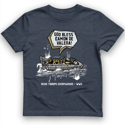 God Bless Eamon De Valera T-Shirt Heather Navy / S