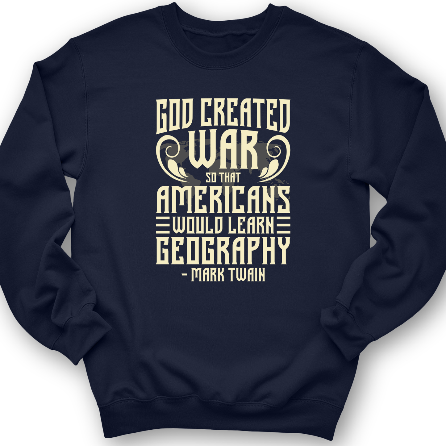 God Created War Crewneck Navy / S