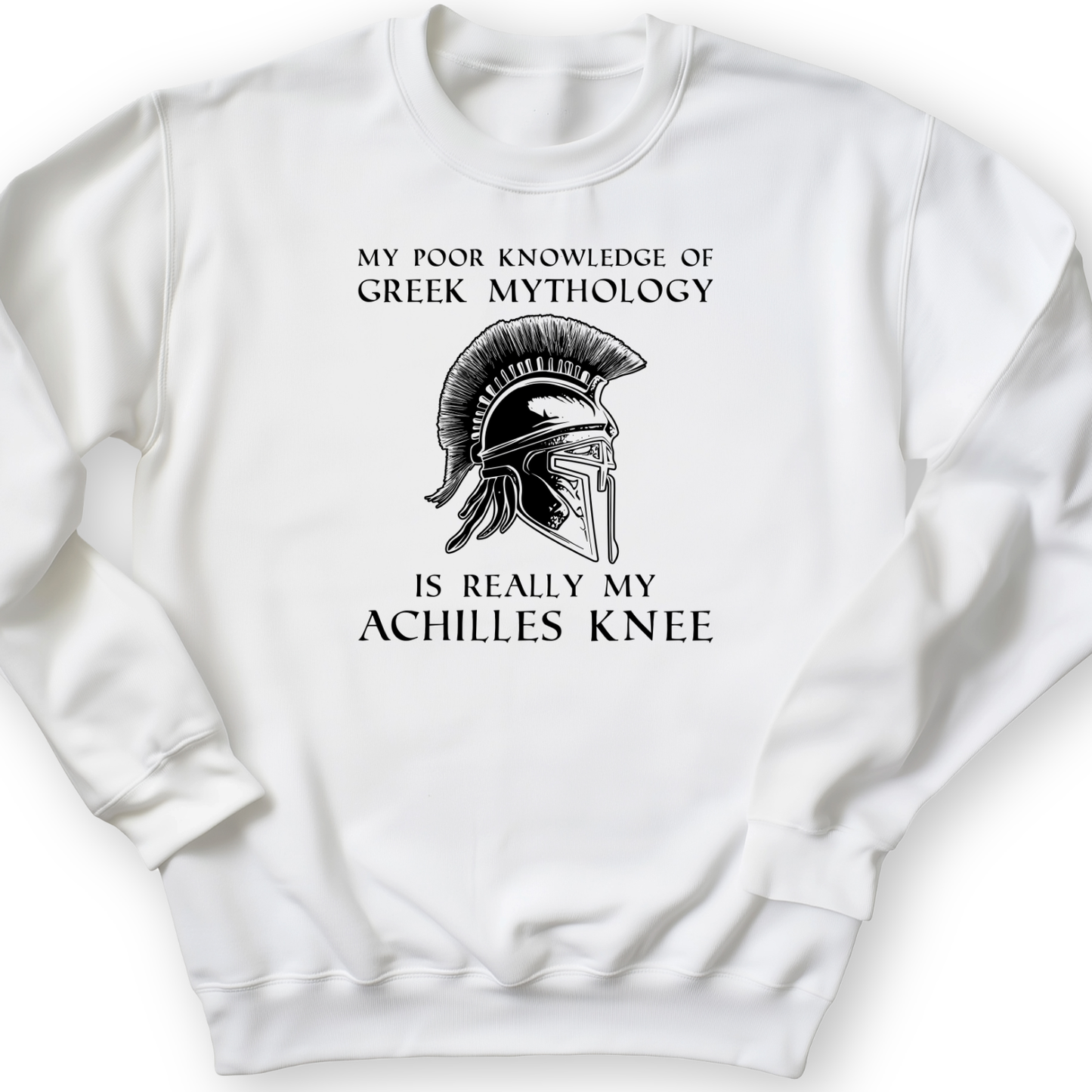 Greek Mythology Achilles Knee Crewneck White / S