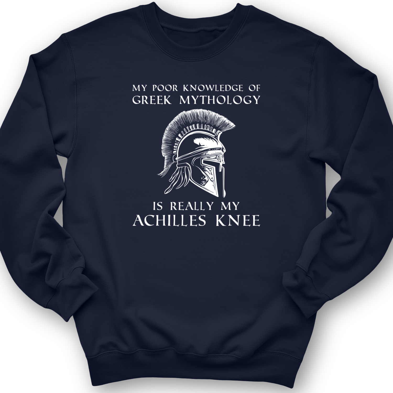 Greek Mythology Achilles Knee Crewneck Navy / S