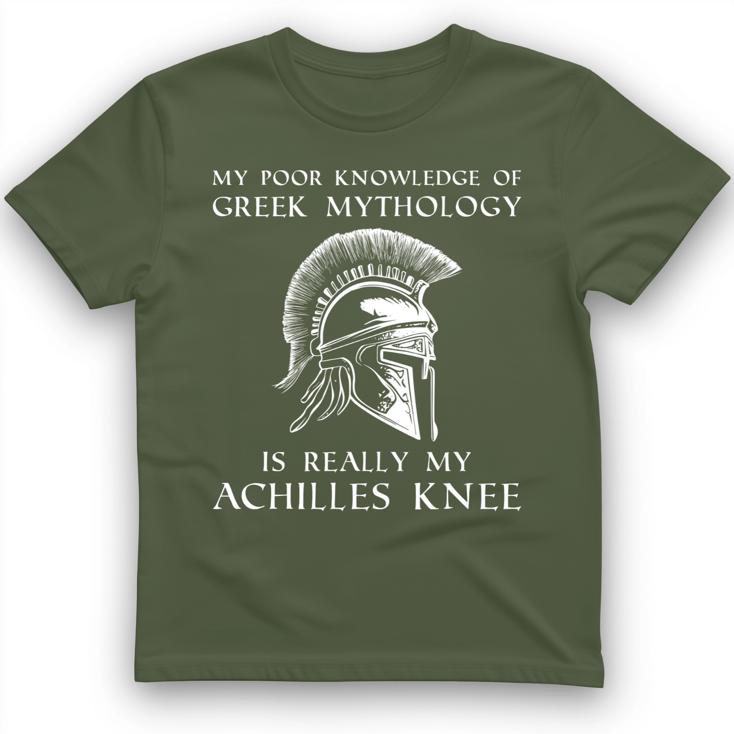 Greek Mythology Achilles Knee T-Shirt Military Green / S