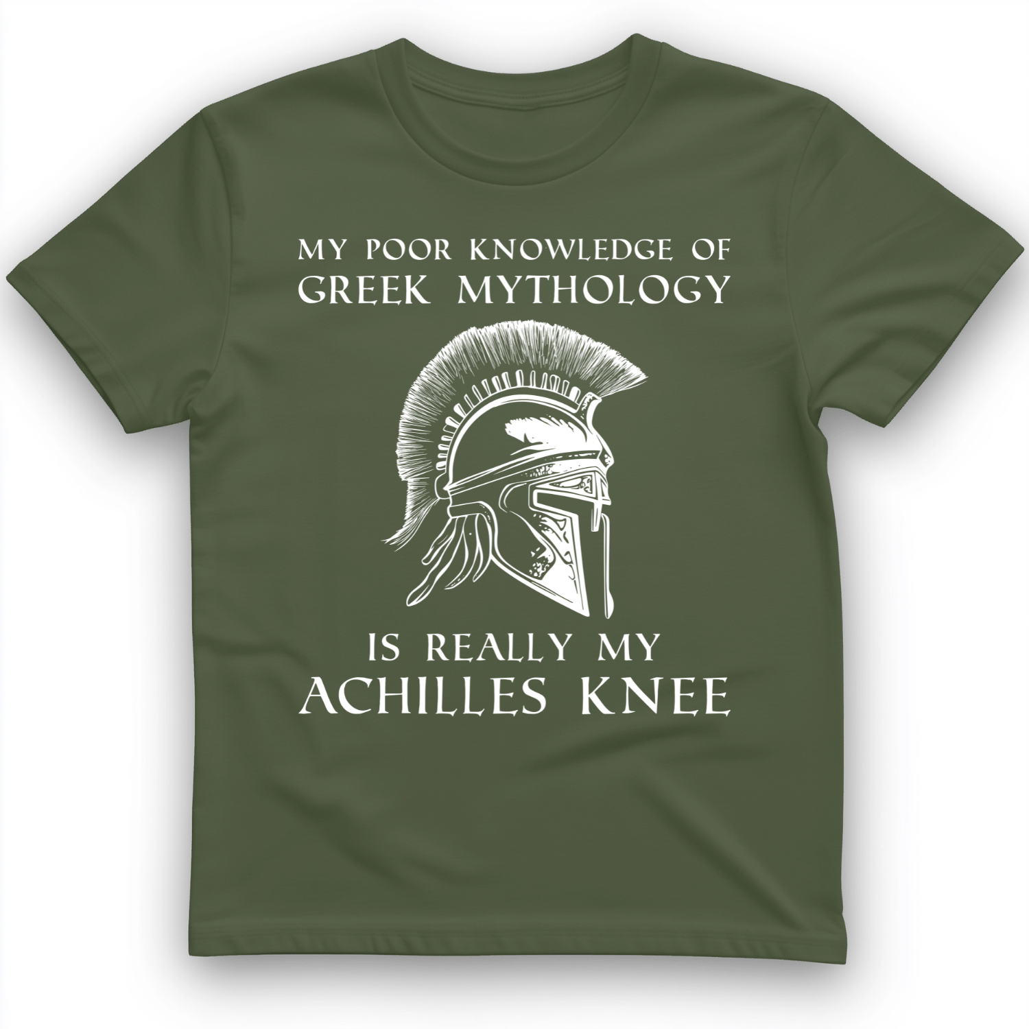 Greek Mythology Achilles Knee T-Shirt Military Green / S