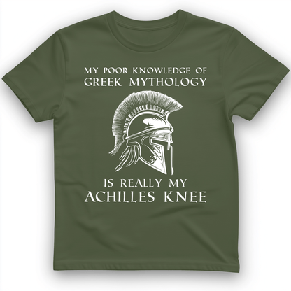 Greek Mythology Achilles Knee T-Shirt Military Green / S