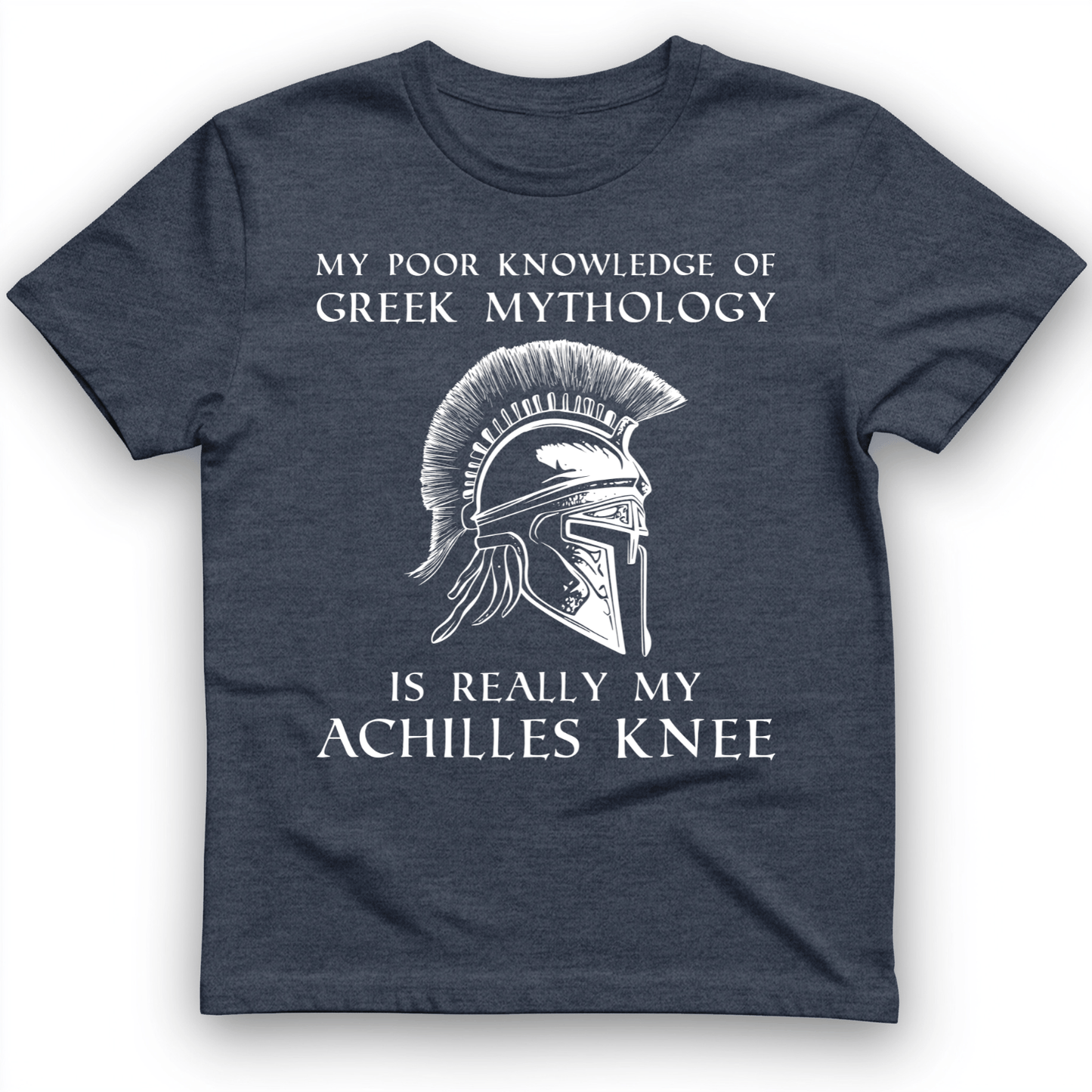 Greek Mythology Achilles Knee T-Shirt Heather Navy / S