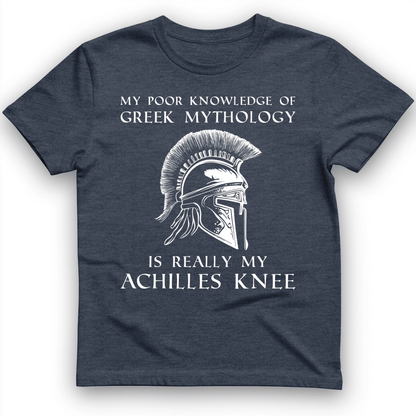 Greek Mythology Achilles Knee T-Shirt Heather Navy / S