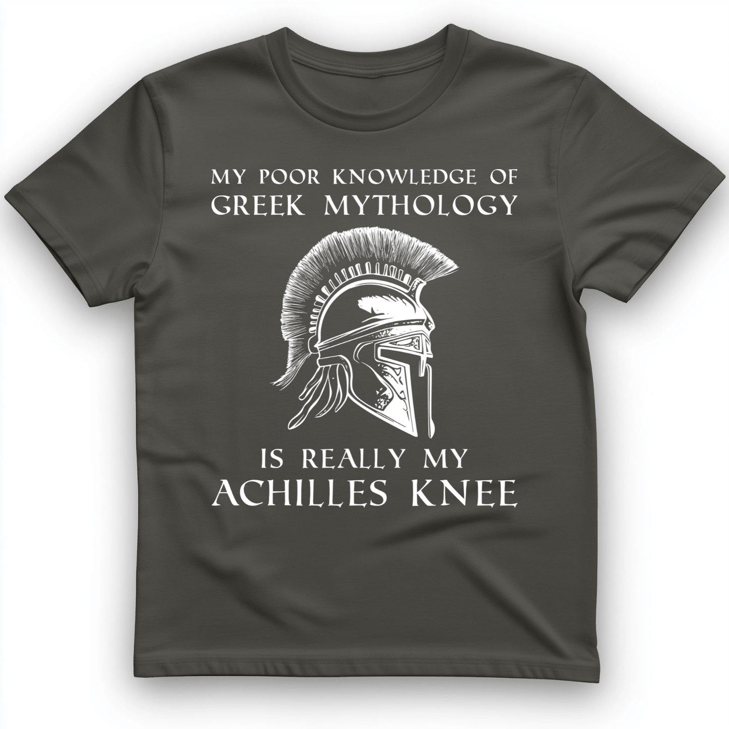 Greek Mythology Achilles Knee T-Shirt Charcoal / S