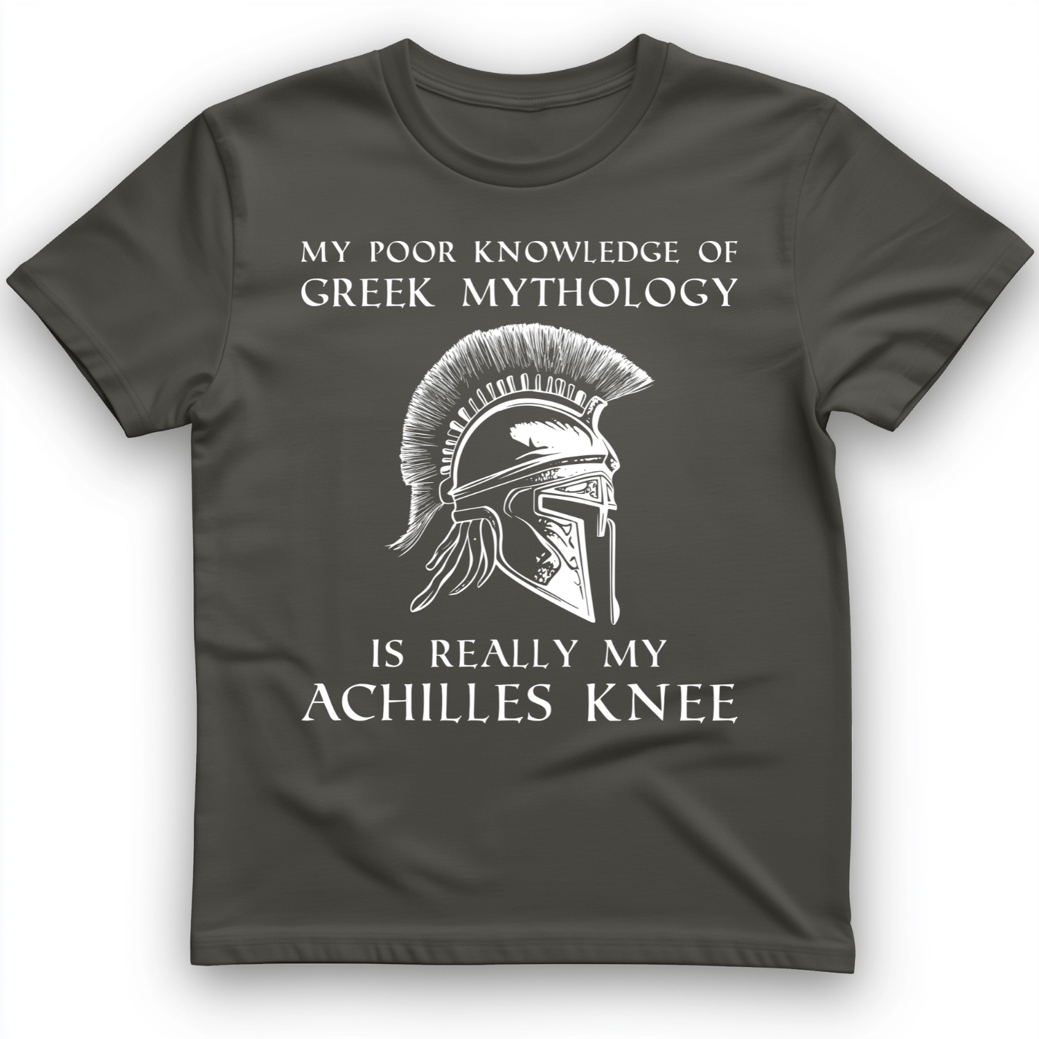 Greek Mythology Achilles Knee T-Shirt Charcoal / S