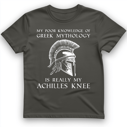 Greek Mythology Achilles Knee T-Shirt Charcoal / S