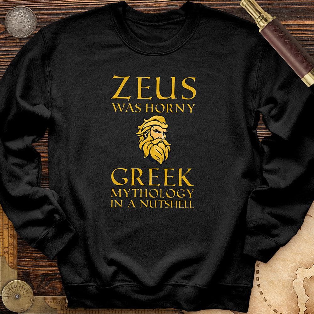 Greek Mythology In a Nut Shell Crewneck Black / S