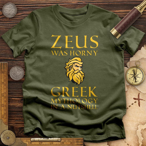 Greek Mythology In a Nut Shell T-Shirt Military Green / S