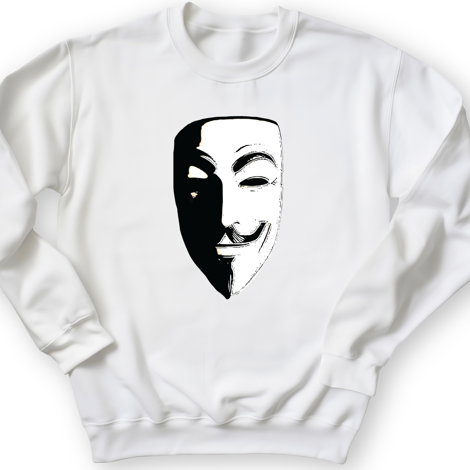 Guy Fawkes Mask Crewneck White / S
