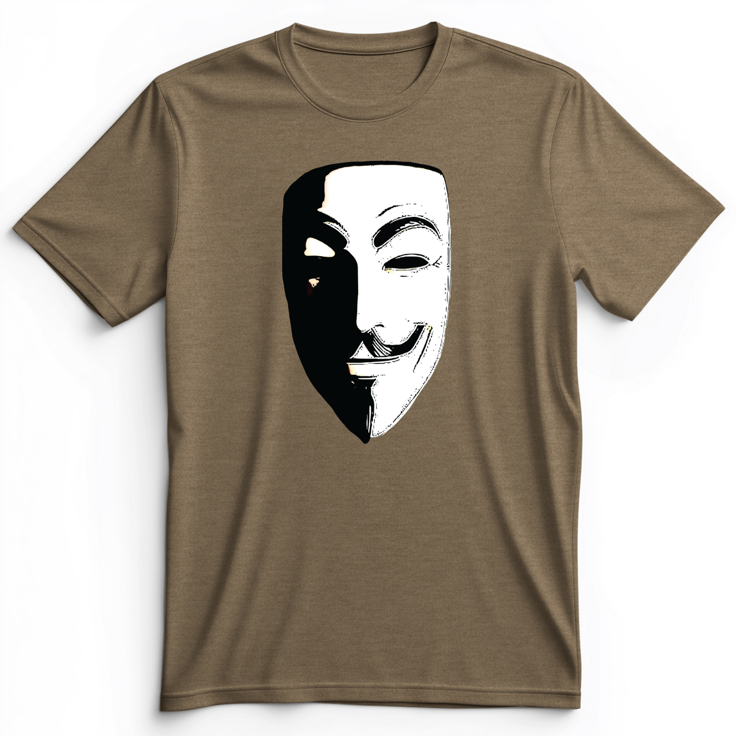 Guy Fawkes Mask Premium Tee Heather Olive / S