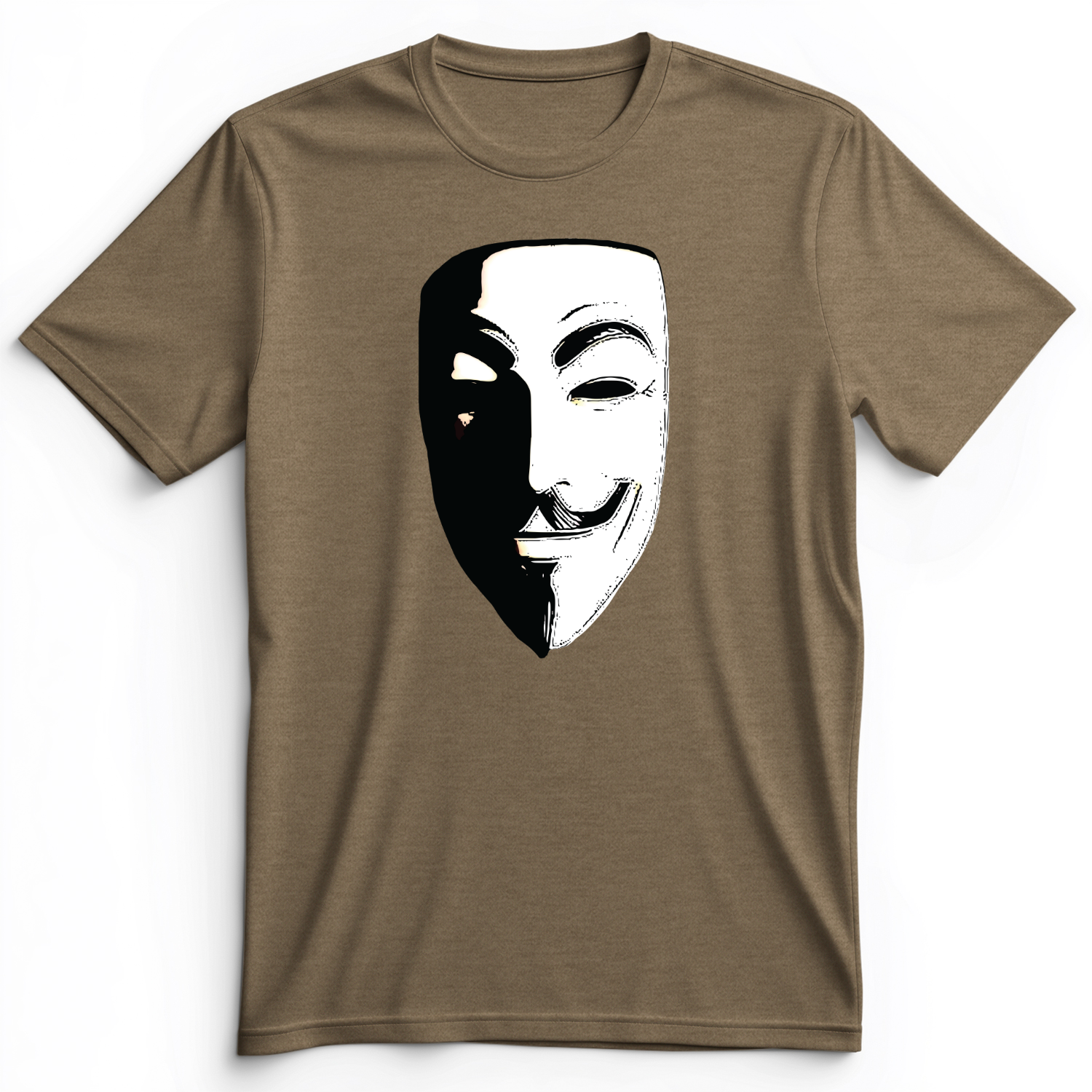 Guy Fawkes Mask Premium Tee Heather Olive / S