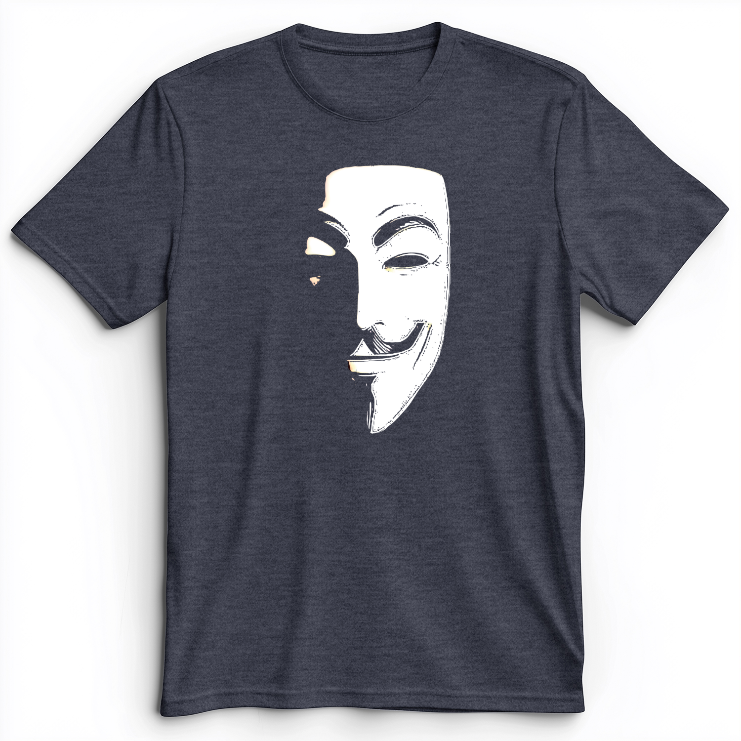 Guy Fawkes Mask Premium Tee Heather Navy / S