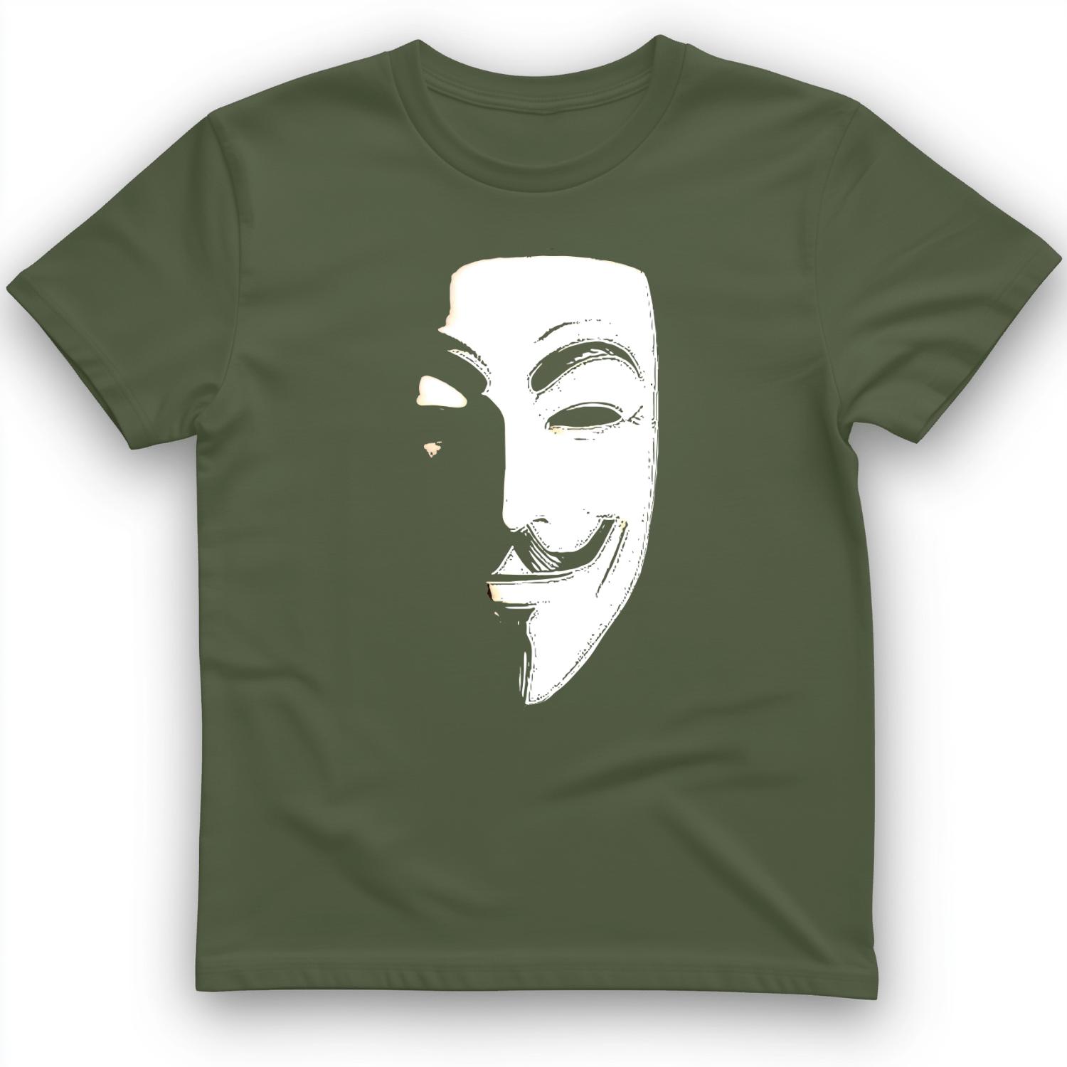 Guy Fawkes Mask T-Shirt Military Green / S