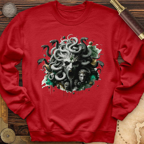 Haunting Medusa With Snake Crewneck Red / S