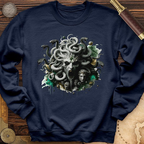 Haunting Medusa With Snake Crewneck Navy / S